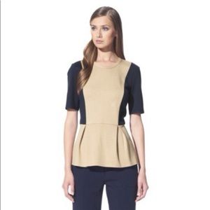 Philip Lim for Target Tan + Blue Peplum Top, Large